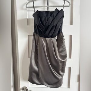 White by Vera Wang Black and Gray Asymmetrical Dress